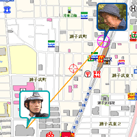 オペレーターは徘徊されているお母さまと緊急対処員の現在位置を、詳細な地図上に同時表示させながら緊急対処員の誘導を行うので、正確かつ迅速な捜索が可能となります。